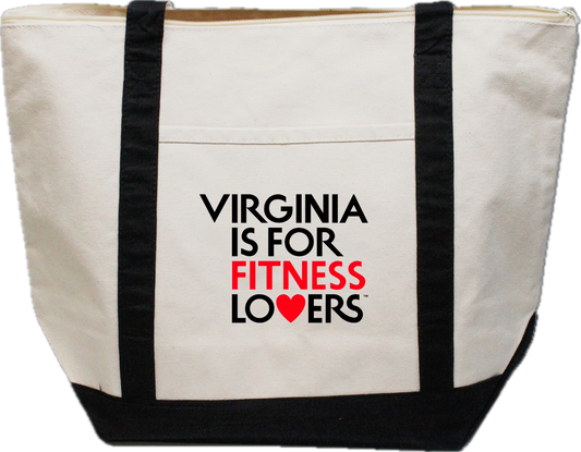 Virginia is for Fitness Lovers Zippered Canvas Boat Tote