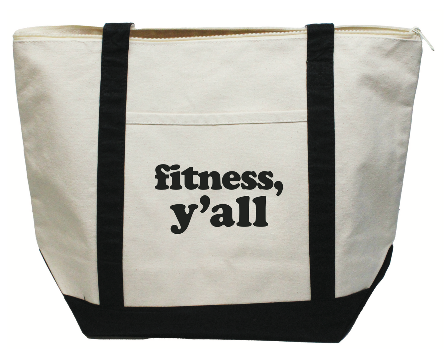Fitness Y'all Zippered Canvas Boat Tote