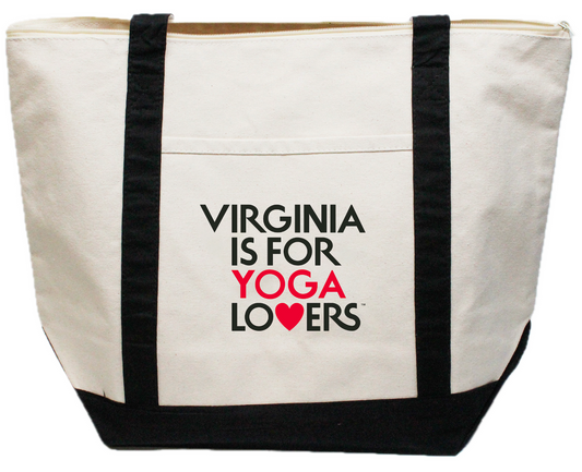 Virginia is for Yoga Lovers Zippered Canvas Boat Tote