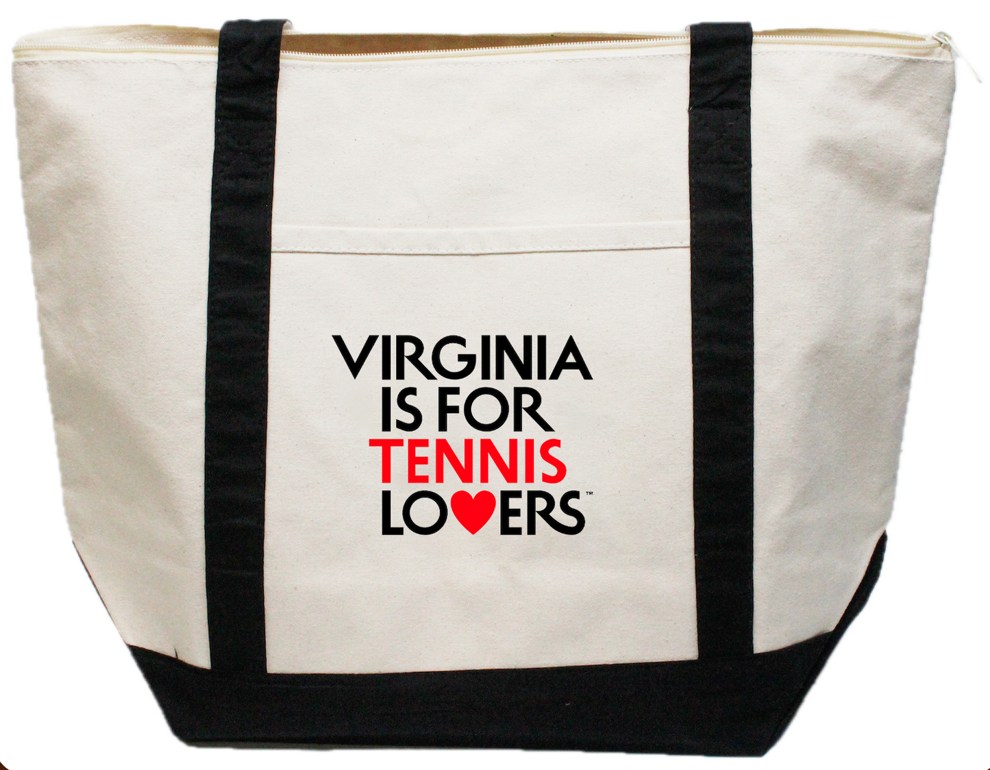 Virginia is for Tennis Lovers Zippered Canvas Boat Tote